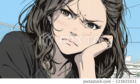 Young woman with a look of disgust 133635031