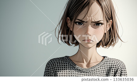 Young woman with a look of disgust 133635036