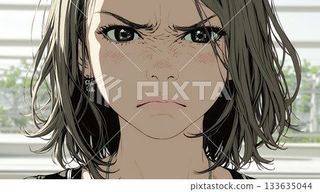 Young woman with a look of disgust 133635044