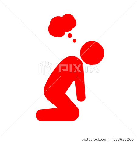 憂鬱症患者象形圖（紅色） 133635206