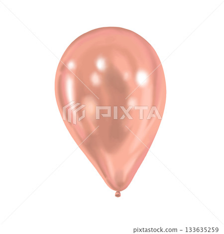 Beige air balloon hand drawn illustration with soft shine. Ellipse shape with gentle highlight. Perfect for birthday party decor and holiday card design. Great for festive poster and joyful event. 133635259