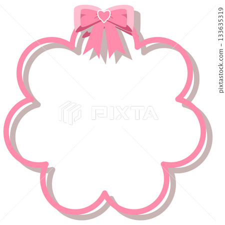 Cute Pink Cloud Flower Frame with Heart Pearl Bow Cute Pink Cloud Flower Frame with Heart Pearl Bow 133635319