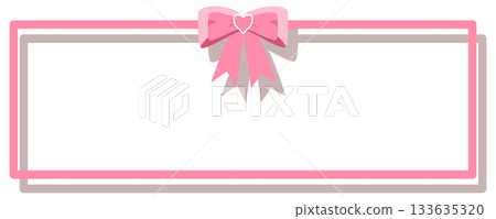 rectangle frame with pink bow 133635320
