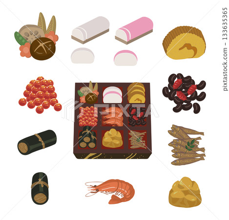 New Year's food illustration set 133635365
