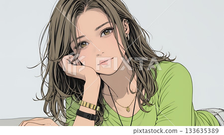 一位表情困惑的年輕女子：一位情緒複雜而微妙的女子 133635389