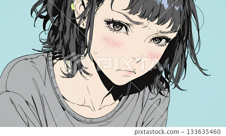 一位飽受內疚和深深悔恨折磨的年輕女子 133635460