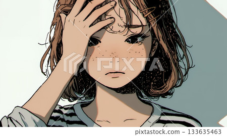 一位飽受內疚和深深悔恨折磨的年輕女子 133635463