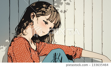 一位飽受內疚和深深悔恨折磨的年輕女子 133635464