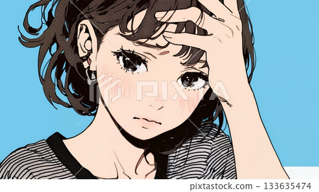 A young woman who is plagued by guilt and deeply remorseful 133635474