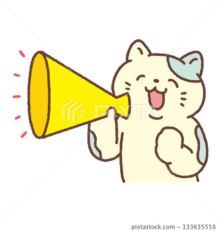 Smiling cat holding a megaphone Smiling cat holding a megaphone 133635558