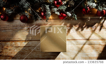 Christmas gift box on the table 133635788