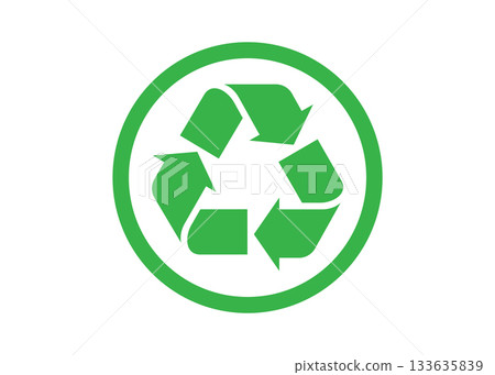 Recycle symbol green isolated on white background Recycle symbol green isolated on white background 133635839