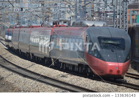 Korea Railroad Corporation KORAIL ITX-Saemaeul train running Korea Railroad Corporation KORAIL ITX-Saemaeul train running 133636143