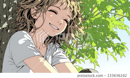 年輕女子大笑 133636282