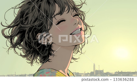 年輕女子大笑 133636288