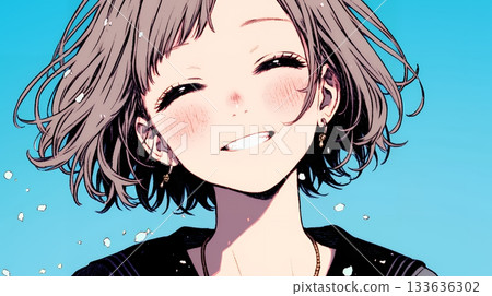 年輕女子大笑 133636302