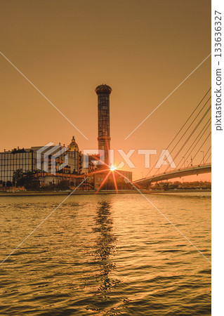 Maishima sludge center sunset 133636327