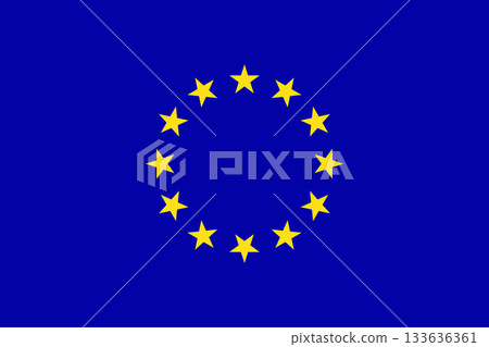 Official European Union Flag - Bright Blue Background with Twelve Gold Stars. Official European Union Flag - Bright Blue Background with Twelve Gold Stars. 133636361