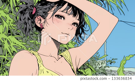 A young woman embarrassedly scratches her head and tries to avoid making excuses A young woman embarrassedly scratches her head and tries to avoid making excuses 133636834