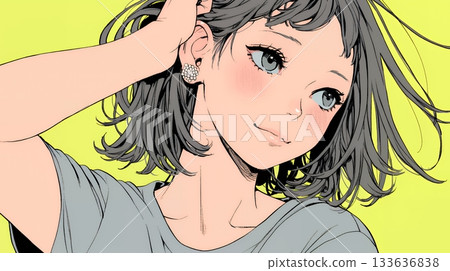 一位年輕女子尷尬地搔了搔頭，試圖避免找藉口。 133636838