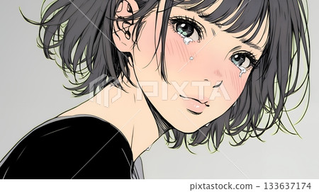 淚流滿面的年輕女子 133637174