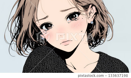 Tearful young woman 133637198