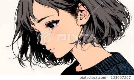 Tearful young woman 133637207