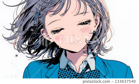 一名身穿制服的高中女生淚流滿面。 一名身穿制服的高中女生淚流滿面。 133637540