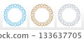 Set of decorative frames Elegant vector element for design in Eastern style, place for text. Floral colored borders. Lace illustration for invitations and greeting cards 133637705