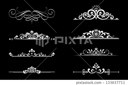 Vintage set. Floral elements for design monograms, invitations, frames, menus and labels. Graphic design of the website, cafes, boutiques, hotels, wedding invitations. 133637711