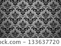 Floral pattern. Seamless vector background. Vintage wallpaper in the Baroque style. Gray and black ornament for fabric, wallpaper, packaging. Ornate Damask flower illustration 133637720