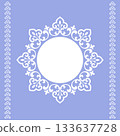 Decorative frame Elegant vector element for design in Eastern style, place for text. Floral blue and white border. Lace illustration for invitations and greeting cards 133637728