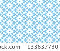 Flower geometric pattern. Seamless vector background. White and blue ornament. Ornament for fabric, wallpaper, packaging. Decorative print 133637730