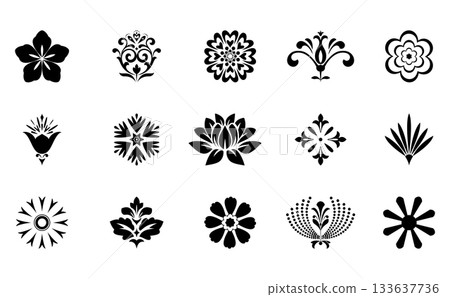Flower icons set. Isolated elements for design. Vector graphics. 133637736