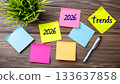 A clean and professional Christmas-themed composition featuring the number of the coming year and trends 133637858
