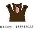 Illustration of a brown bear raising its hands, white background Illustration of a brown bear raising its hands, white background 133638088