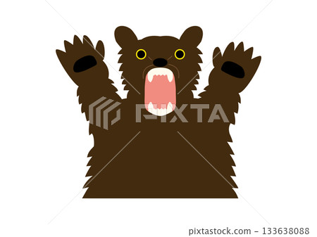 棕熊舉起爪子的插圖,白色背景 棕熊舉起爪子的插圖,白色背景 133638088