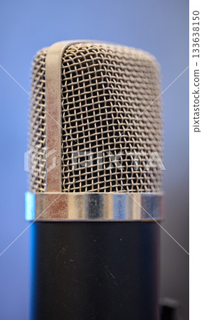 Close-up of a vintage microphone design. 133638150