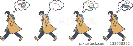 圖：一名男子邊走邊想著一件悲傷的事。 133638232