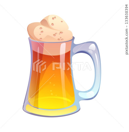 Cartoon beer mug or alcohol drink beverage of ale pint with foam, vector glass tankard. Cartoon beer drink or lager draught or Irish ale beer mug for pub tavern of Oktoberfest Bavarian festival Cartoon beer mug or alcohol drink beverage of ale pint with foam, vector glass tankard. Cartoon beer drink or lager draught or Irish ale beer mug for pub tavern of Oktoberfest Bavarian festival 133638394
