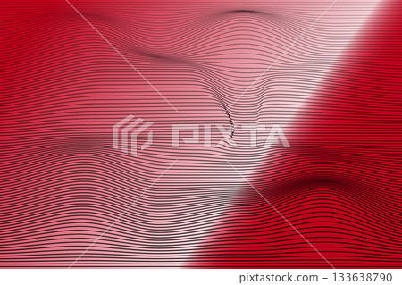 Abstract Red Wavy Line Op Art Background - Hot Color and Dynamic Distortion Texture. 133638790