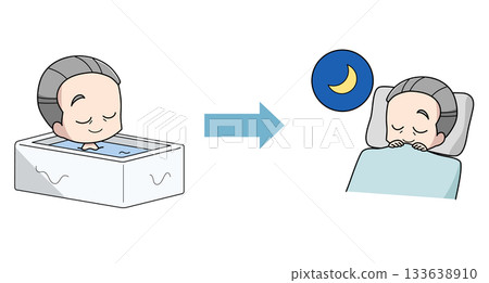 圖：一位老人在洗澡後睡得很好。 133638910