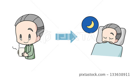 圖:一位老人喝了熱飲後睡得很好 圖:一位老人喝了熱飲後睡得很好 133638911