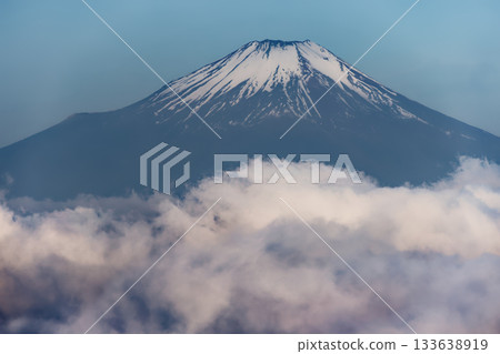 Mount Fuji above the clouds as seen from Hinoki-Hiramaru in Tanzawa Mount Fuji above the clouds as seen from Hinoki-Hiramaru in Tanzawa 133638919