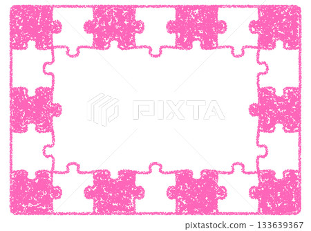 Hand-drawn crayon background puzzle frame 133639367
