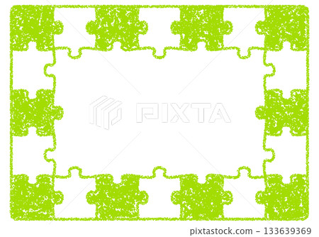 Hand-drawn crayon background puzzle frame 133639369