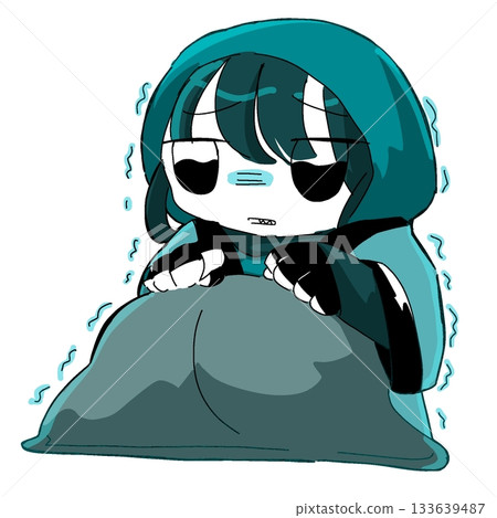 一個裹得嚴嚴實實的女人在寒風中瑟瑟發抖 一個裹得嚴嚴實實的女人在寒風中瑟瑟發抖 133639487