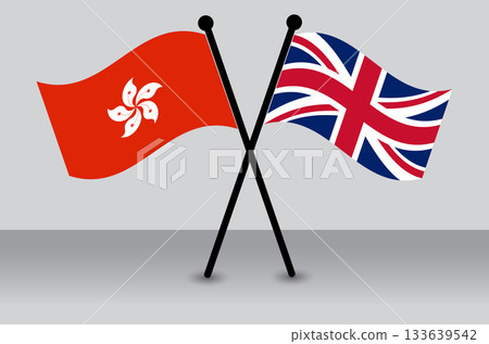 Hong Kong vs. United Kingdom Crossed Flags: Diplomatic and Competition Graphics Set. 133639542