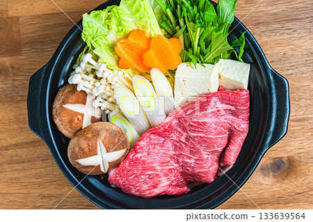 Assorted sukiyaki ingredients 133639564
