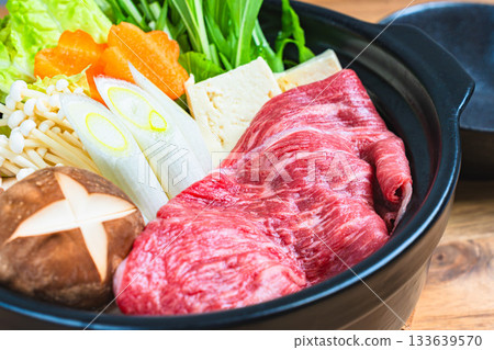 Assorted sukiyaki ingredients Assorted sukiyaki ingredients 133639570